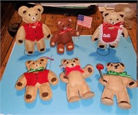 Set of 6 vintage hand made felt Teddy Bears