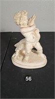 Plaster Statue of Child with Goose, Marked