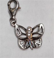 Cubic Zirconia Butterfly Shaped Clip-on Pendant