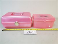2 Vintage Pink Caboodles Make-Up Carrying Cases