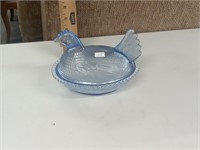 light blue IIndiana glass hen on nest