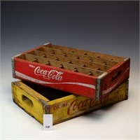 Two vintage wooden Coca Cola crates