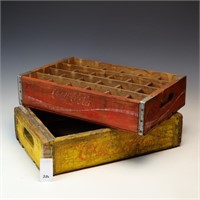 Two vintage wooden Coca Cola crates