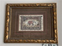 FRAMED ELEPHANT PICTURE 15 .5 X 19.5