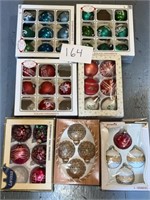 (7) Packs of vintage glass Christmas ornaments