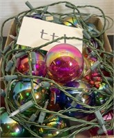 String of lights with clip on iridescent ornaments