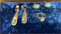 2 turquoise earrings -* 1 marked sterling - both