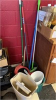 Swiffer dust mop, mop wringer bucket and mop,