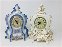 pair of ceramic mantle clocks