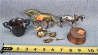 Brass 4" Horse & Ducks, Pewter Horse, Copper