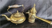 Brass teapot and mideast coffee pot.