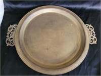 Solid brass serving tray. 19½×16. Marked WMC.