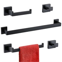 TURS Bathroom Hardware Set 5-Pieces Black Towel Ba