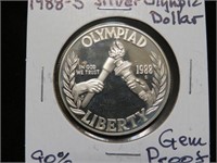 1988 S SILVER OLYMPIC DOLLAR 90% GEM PROOF