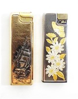 (2) ETCHED BUTANE LIGHTERS - CALIBRI