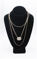 VINTAGE 3 STRAND CHAIN NECKLACE WITH PENDANT
