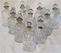 Antique Apothecary Glass Dil Con Acid Bottle Lot