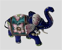 INDIAN SILVER CLAD ENAMELED ROYAL ELEPHANT FIGURE