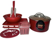 Red Copper Sauce Pot and Red Kitchenware