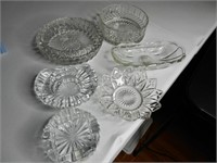 Six Pcs Clear Glass Dishes