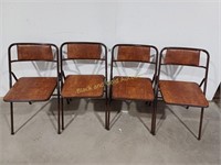 (4) Folding Cushioned Metal Chairs