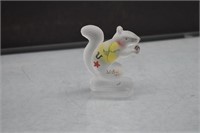 Frosted Glass Mini Squirrel Figurine, painted