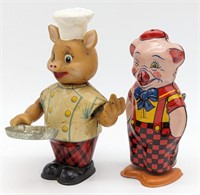 Japan Tin Windup Piggy Cook & J Chein Pig Walker