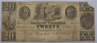 1854 $20 Virginia Bank Note
