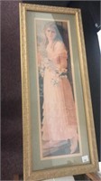 Lady in pink dress framed print. Very nice framed