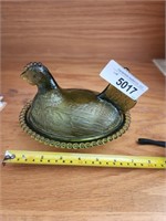 Vintage Glass Hen on Nest