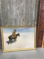 Framed Frederic Remington picture--21.5 x 15.5",