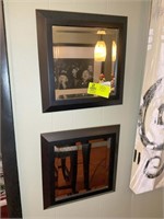 PAIR OF WALL MIRRORS 16 IN SQ