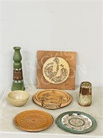 box- assorted pottery items, most signed