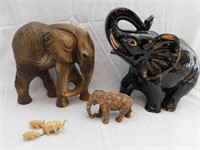 Elephants: vintage black with gold trim - tiny