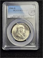 1960D Ben Franklin Half Dollar PCGS MS64FBL