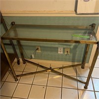 Vintage Brass & Glass Console