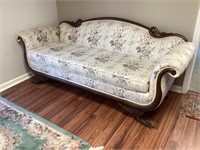 Vintage Swan Back Couch with Claw Legs