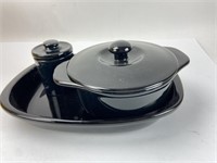 3pc CHANTEL Handcrafted Black Stoneware Kitchen