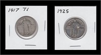 US Coins 2 - Standing Liberty Quarters  1917 T1, 1