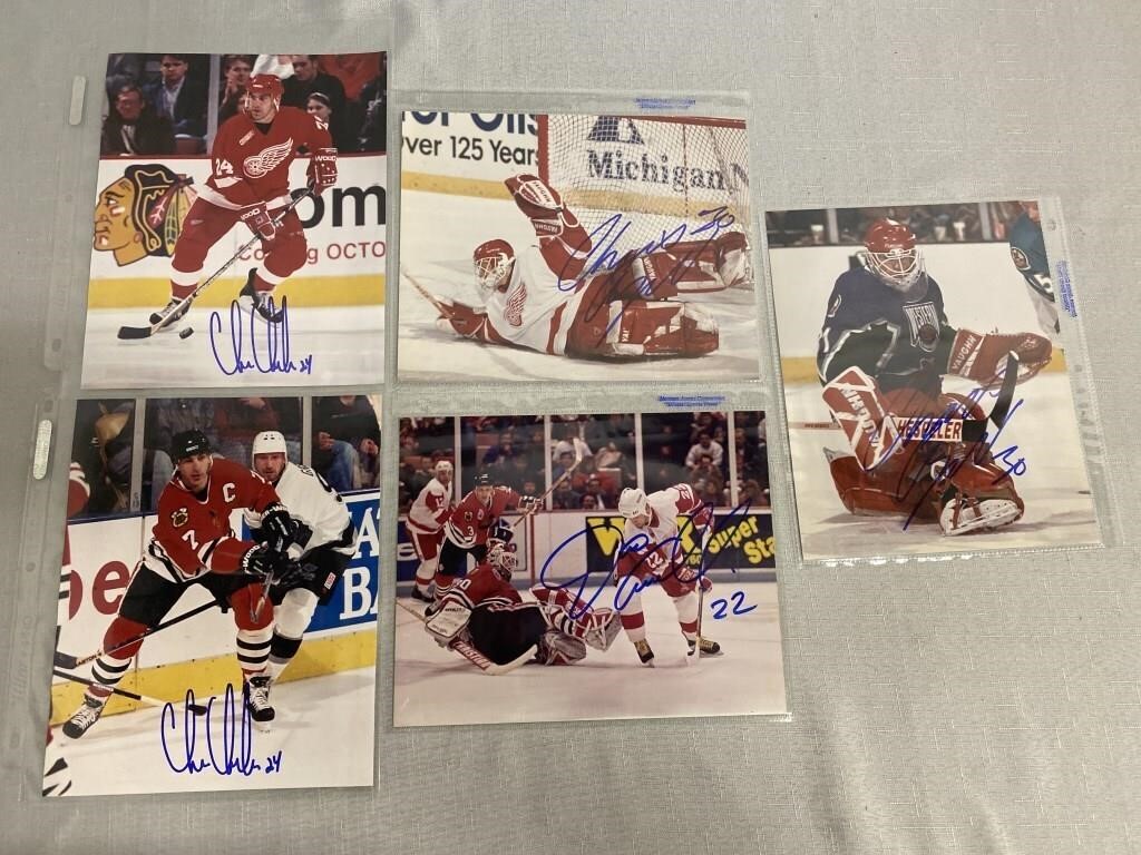 5 NHL Photos W/ Autographs 8"x10"