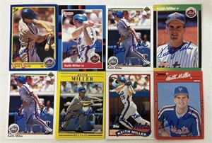 (8) AUTOGRAPHED KEITH MILLER BASEBALL CARDS