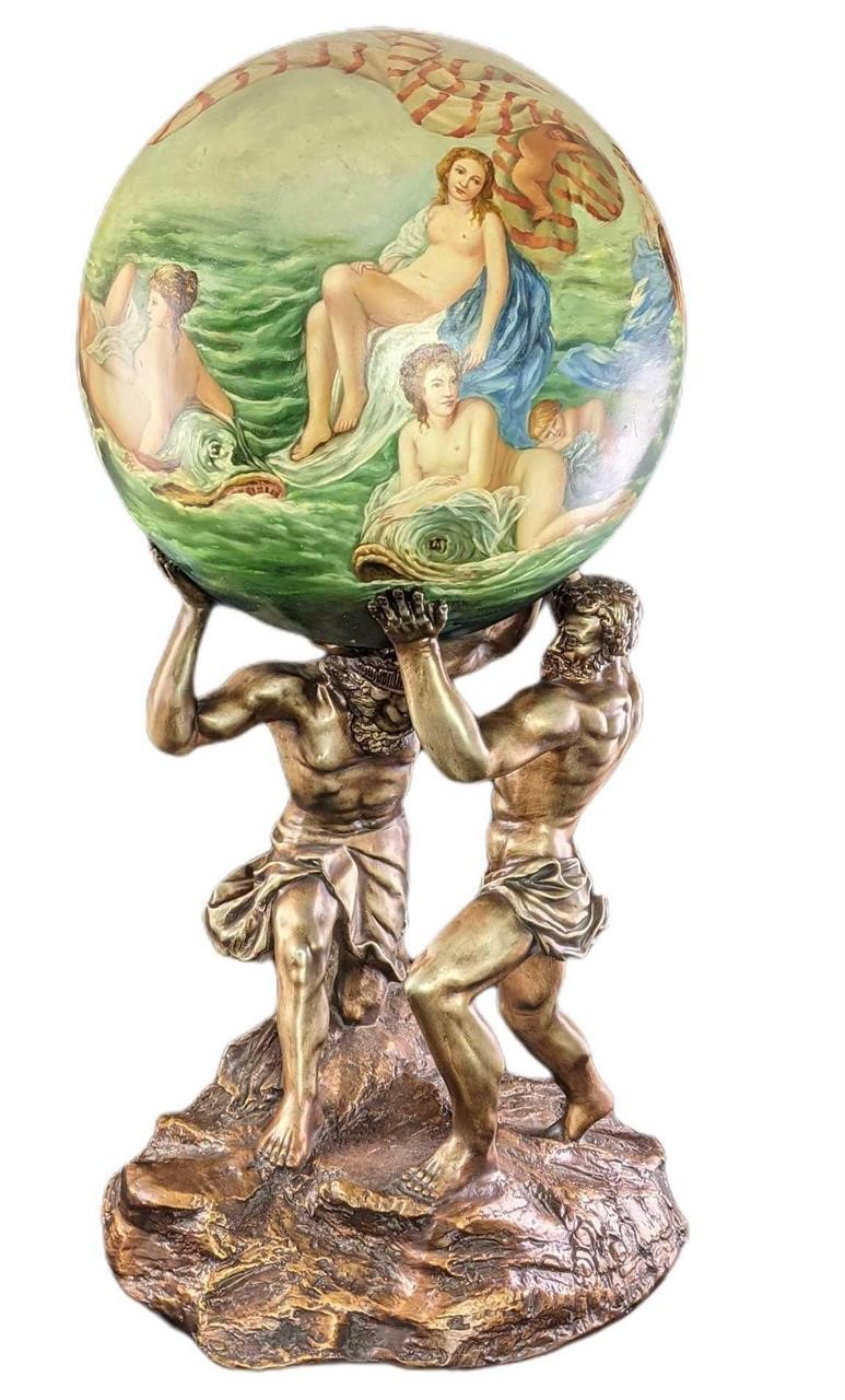 Vintage Hand Painted Resin Atlas & Heracles Holdin