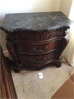 Cherry Bedside Stand W/ Granite Top ( 35"W x 20")