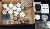 Vintage Pocket Watch Dials, Hands, Parts Lot