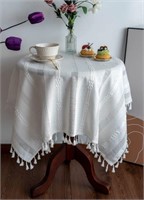 24" SQUARE RUSTIC WHITE EMBROIDERED TABLECLOTH