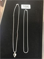 (2) STERLING 18" NECKLACES ONE HAS BASKET PENDANT
