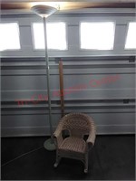 >Childs Wicker rocking chair & floor lamp