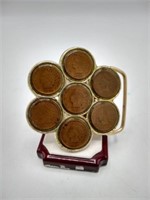 7 Indian head pennies coins belt buckle