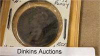 1876 British half penny coin