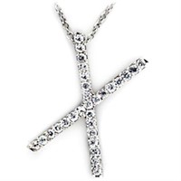 Rhodium Brass Pendant with AAA Grade CZ  in Clear